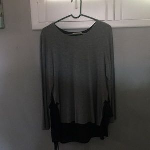 Black and grey Long sleeved blouse